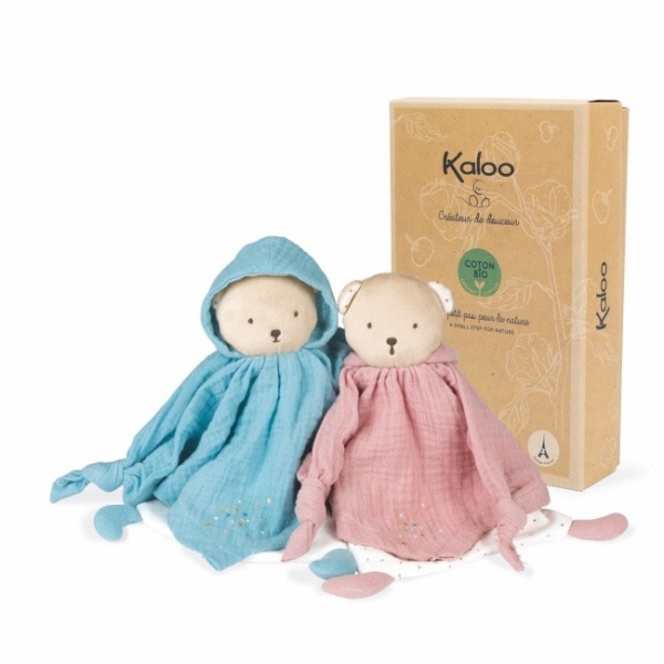 Kaloo Petit Pas Bear Blue Doudou Organic Cotton Bex N Boo